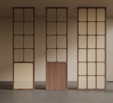  现代中古风隔断 屏风3d模型 