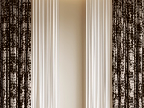  现代意式窗帘 布帘 纱帘3d模型 