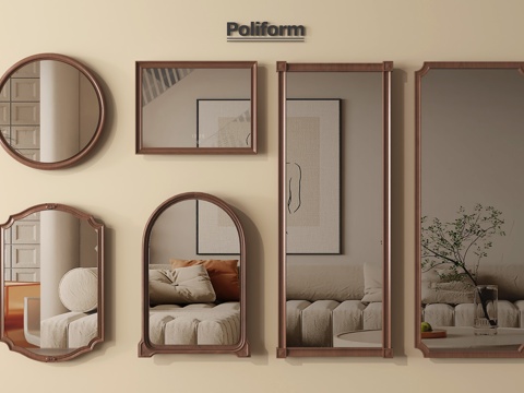  中古侘寂风镜子 化妆镜 装饰镜 落地镜3d模型 