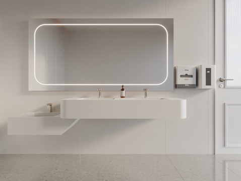  洗手台 卫浴镜 洗面盆 卫浴用品组合 烘干机 卫生间3d模型 