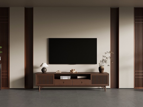  新中式电视柜3d模型 