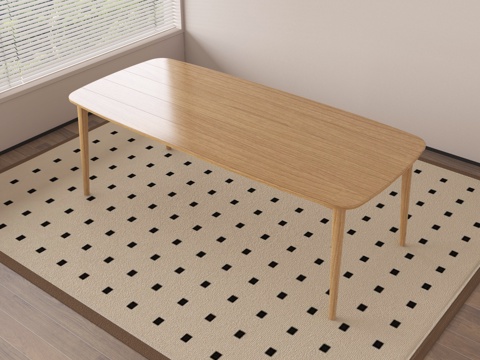 现代原木风餐桌su模型