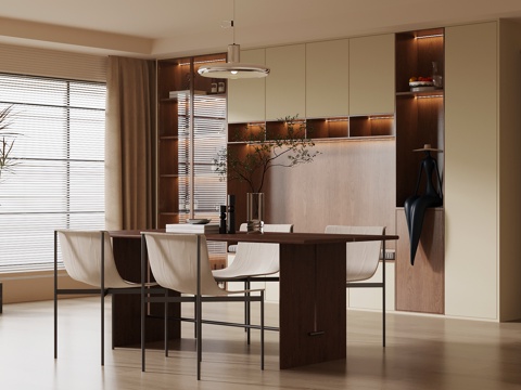  中古风餐厅su模型 