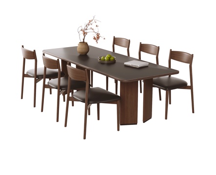 中古风餐桌椅su模型