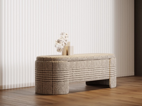  现代床尾凳 布艺换鞋凳3d模型 