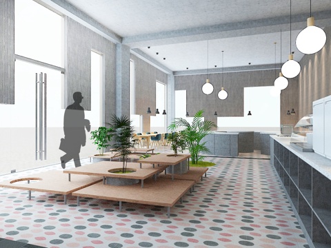 咖啡店 最新全套施工图 效果图合集cad施工图