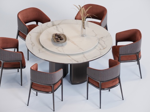  现代意式圆餐桌3d模型 