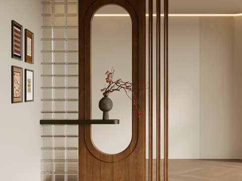  中古风玄关su模型 