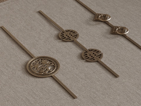  新中式拉手 门把手3d模型 