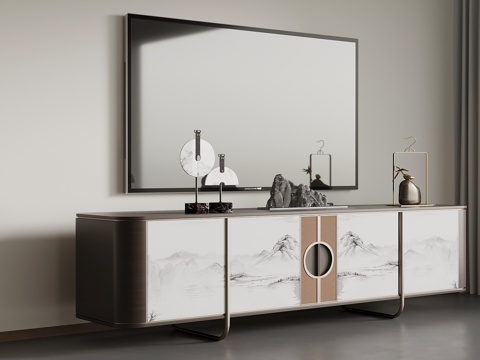  新中式电视柜 矮柜3d模型 