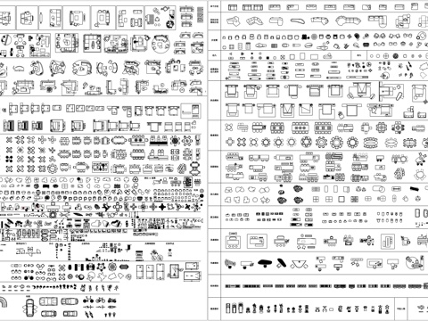 沙发家具组合模块餐吧餐桌书桌床茶几茶桌人物植物素材CAD图库cad施工图