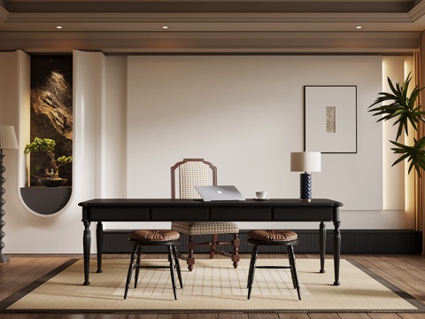 法式书房su模型