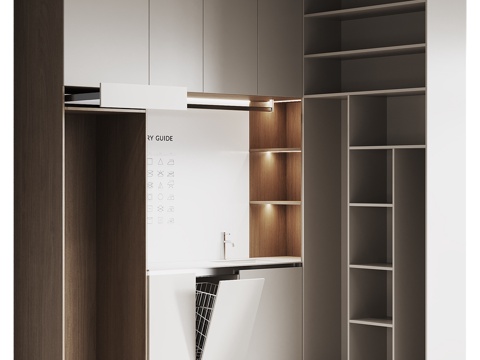  现代一体柜3d模型 