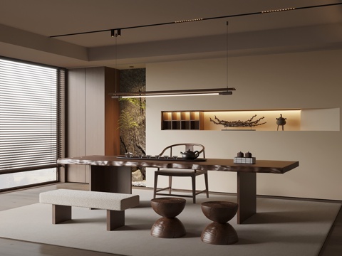  新中式茶室3d模型 