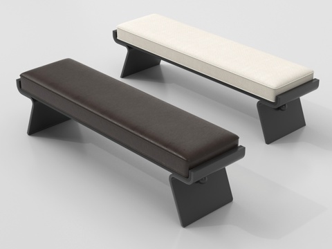  现代沙发凳 床尾凳 软包长凳 换鞋凳3d模型 