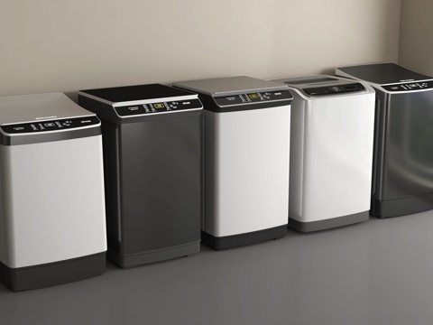  现代洗衣机 滚筒洗衣机3d模型 