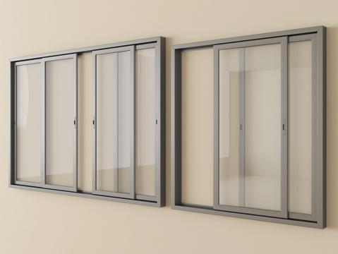 现代窗户推拉窗 落地窗 阳台窗su模型