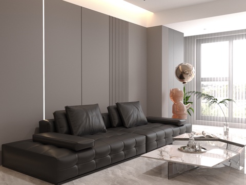  现代意式极简黑白3d模型 