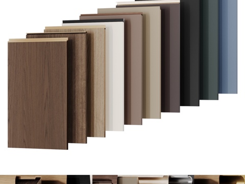  现代木饰面材料3d模型 