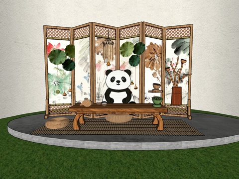 非遗美陈 美陈屏风 幼儿园美陈su模型