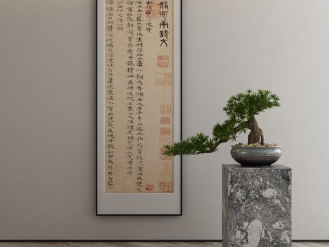  新中式侘寂挂画 油画3d模型 