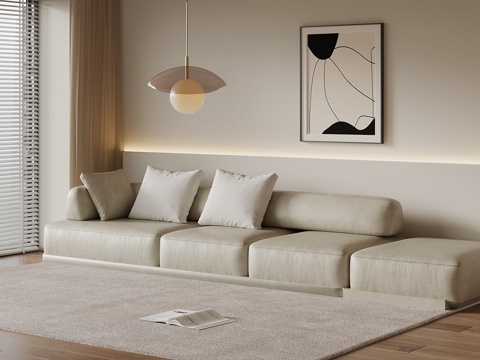 现代多人沙发 皮革沙发su模型