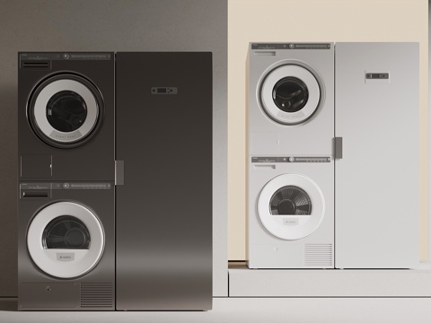  现代洗衣机 滚筒洗衣机_3d模型 