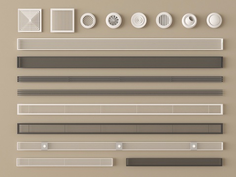  现代中央空调出风口 空调出风口 格栅球型风口3d模型 