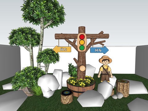  导视设计 公园导视  幼儿园导视  幼儿园区域导视su模型 