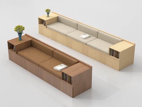  现代卡座沙发 飘窗卡座沙发 卡座沙发垫su模型 