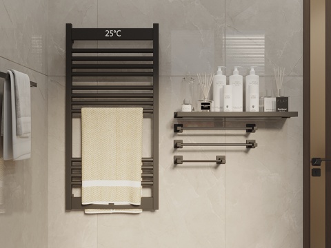  卫浴小件 毛巾架 置物架 洗浴用品 浴巾 毛巾 小背篓3d模型 