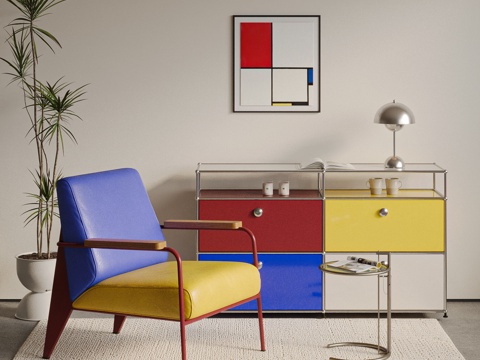 现代包豪斯休闲椅 沙发椅 USM柜 孟菲斯   蒙德里安su模型