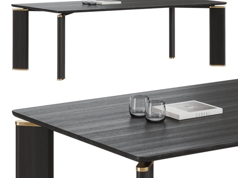  现代意式餐桌 长方形餐桌 书桌 会议桌 办公桌 大板桌3d模型 