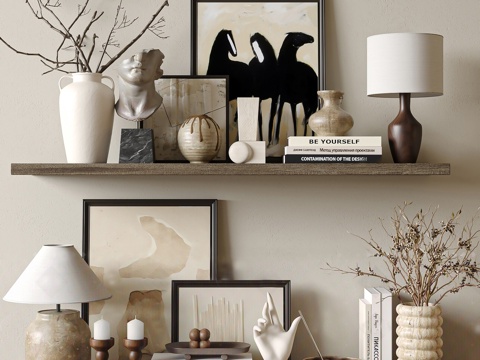  中古风摆件组合3d模型 