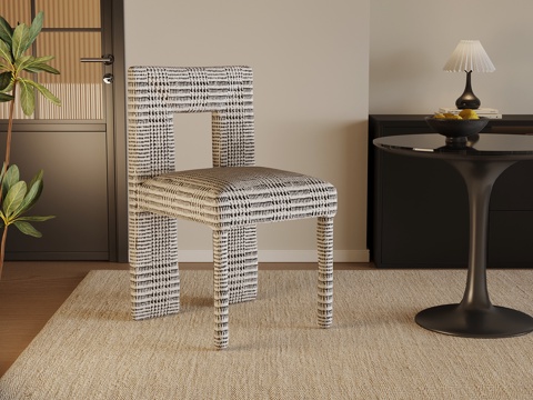 现代餐椅 布艺休闲椅su模型