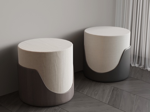  现代沙发凳 换鞋凳 圆凳3d模型 