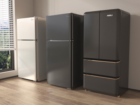 现代复古冰箱 双开门冰箱 四门冰箱su模型