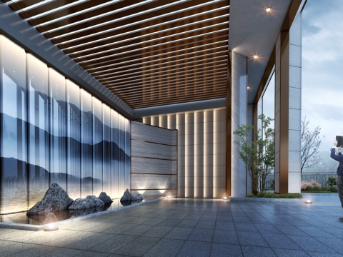  现代  建筑外观 小区入口 小区住宅3D模型3d模型 