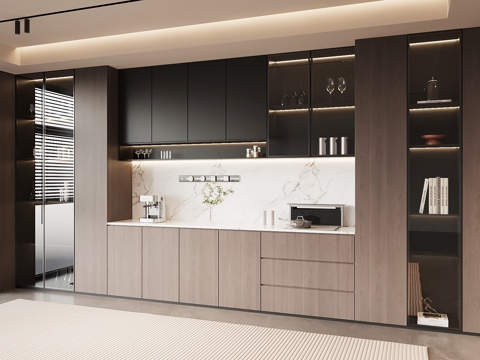  现代意式酒柜 餐边柜3d模型 