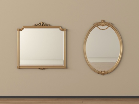 法式镜子 装饰镜 化妆镜su模型