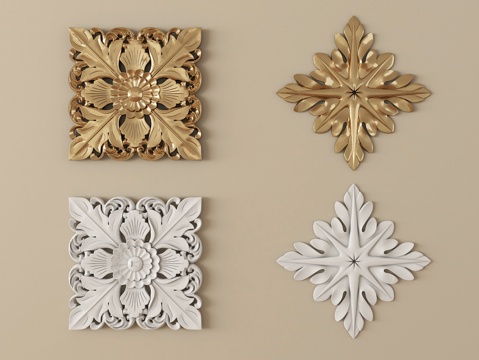 欧式石膏雕花组合 金属雕花su模型su模型