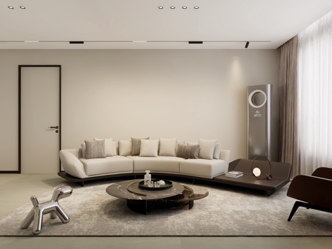  现代客厅3d模型 