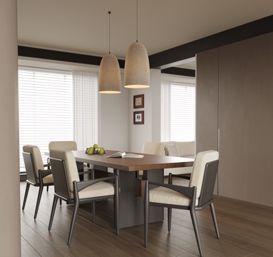  现代餐厅 餐桌椅 餐厅吊灯3d模型 