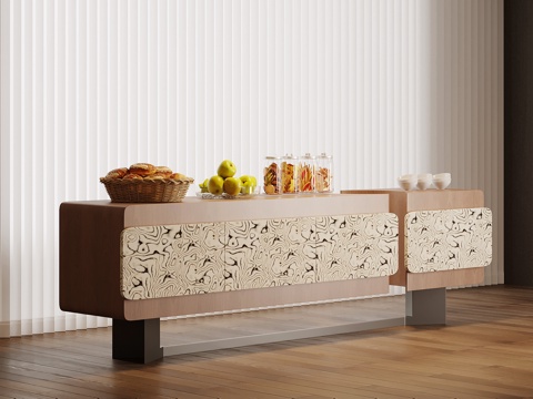  现代中古风餐边柜 矮柜3d模型 