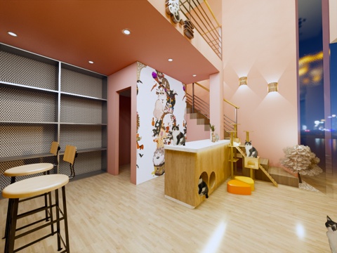 宠物店  最新全套施工图 效果图合集cad施工图