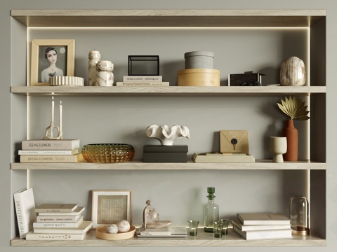  中古风摆件组合3d模型 