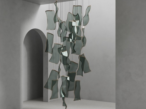  现代水晶吊灯 大型吊灯 玻璃吊顶3d模型 