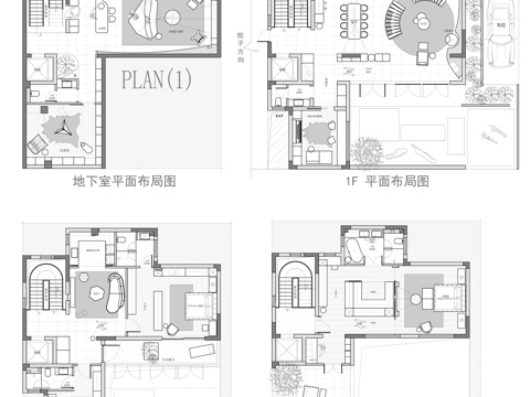  470㎡独栋别墅 平面图cad施工图 