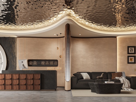  现代酒店前台3d模型 