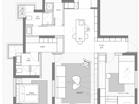  128㎡ 平层 平面图cad施工图 